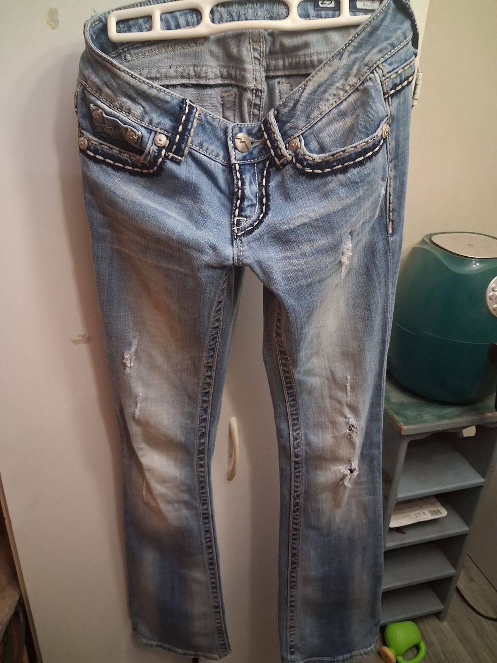 Miss Me Sunny boot Light Blue Denim Jeans with Contrasting Pocket Stitching - Picture 9 of 10
